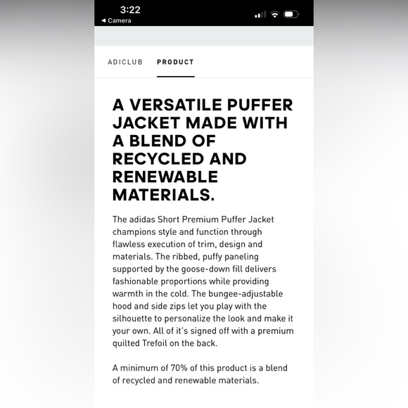 Adidas Short Premium Puffer Black M - Picture 7 of 7